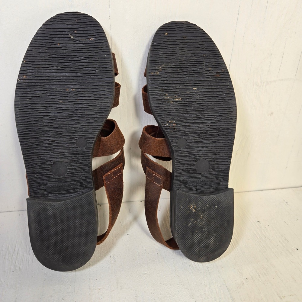 Ponte Vecchio Brown Suede Leather Strappy Slingback Sandals Made in Italy Womens - Picture 5 of 8